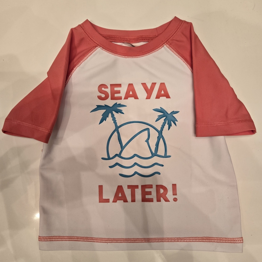 Old Navy Kids Swim Shirt - Coral and White